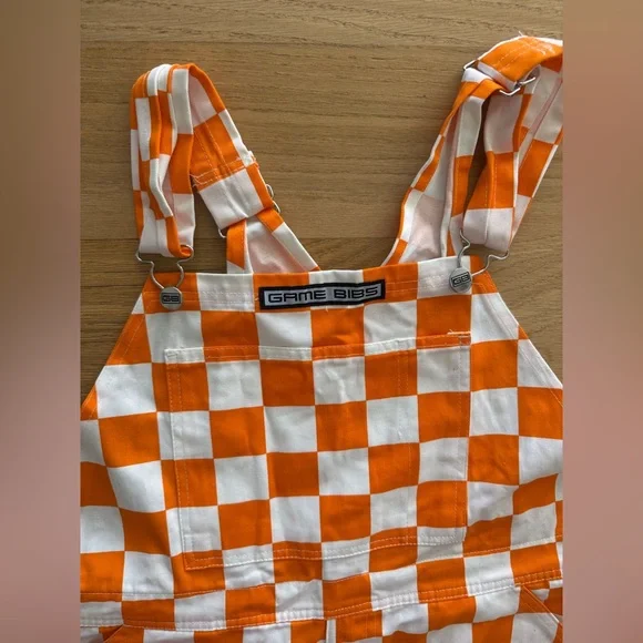 Orange & White Checkerboard Game Bibs Overalls Tennessee Vols Large Unisex - Picture 4 of 12